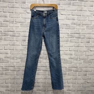Zara Stretch Denim Jeans Raw Split Hem Size 6 USA Size 38 EUR